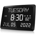 Raynic Digital Clock, 11.5 Large Display Digital Wall Clock,Adjustable Brightness Calendar Clock with Day and Date, Indoor Tempe