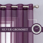 Miulee 2 Panels Solid Color Dark Purple Sheer Curtains Elegant Grommet Window Voile Panels/Drapes/Treatment For Bedroom Living Room (54X90 Inch)