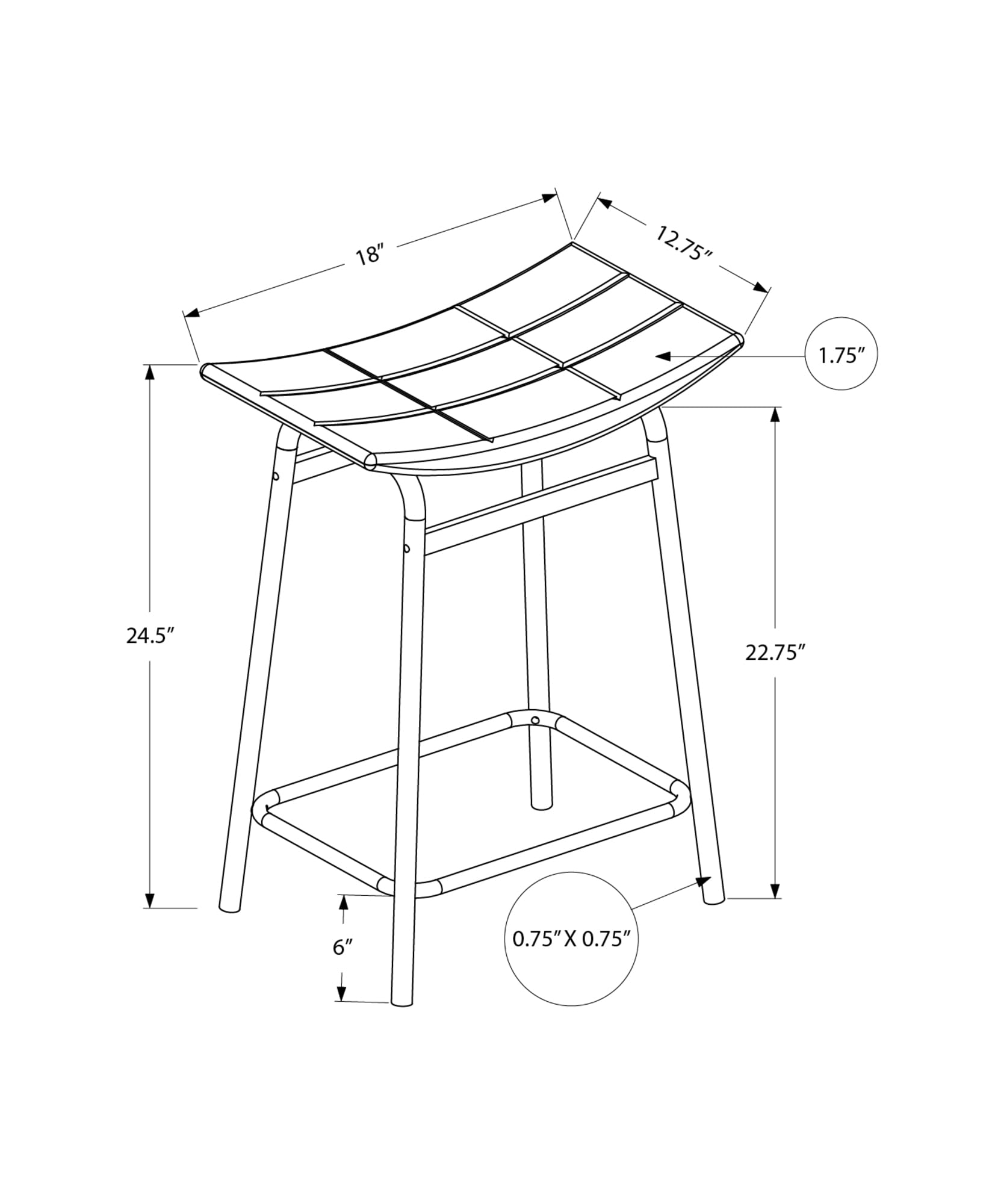Monarch Specialties I 2384 Counter-Height Barstools, Set of 2, Modern Black Design