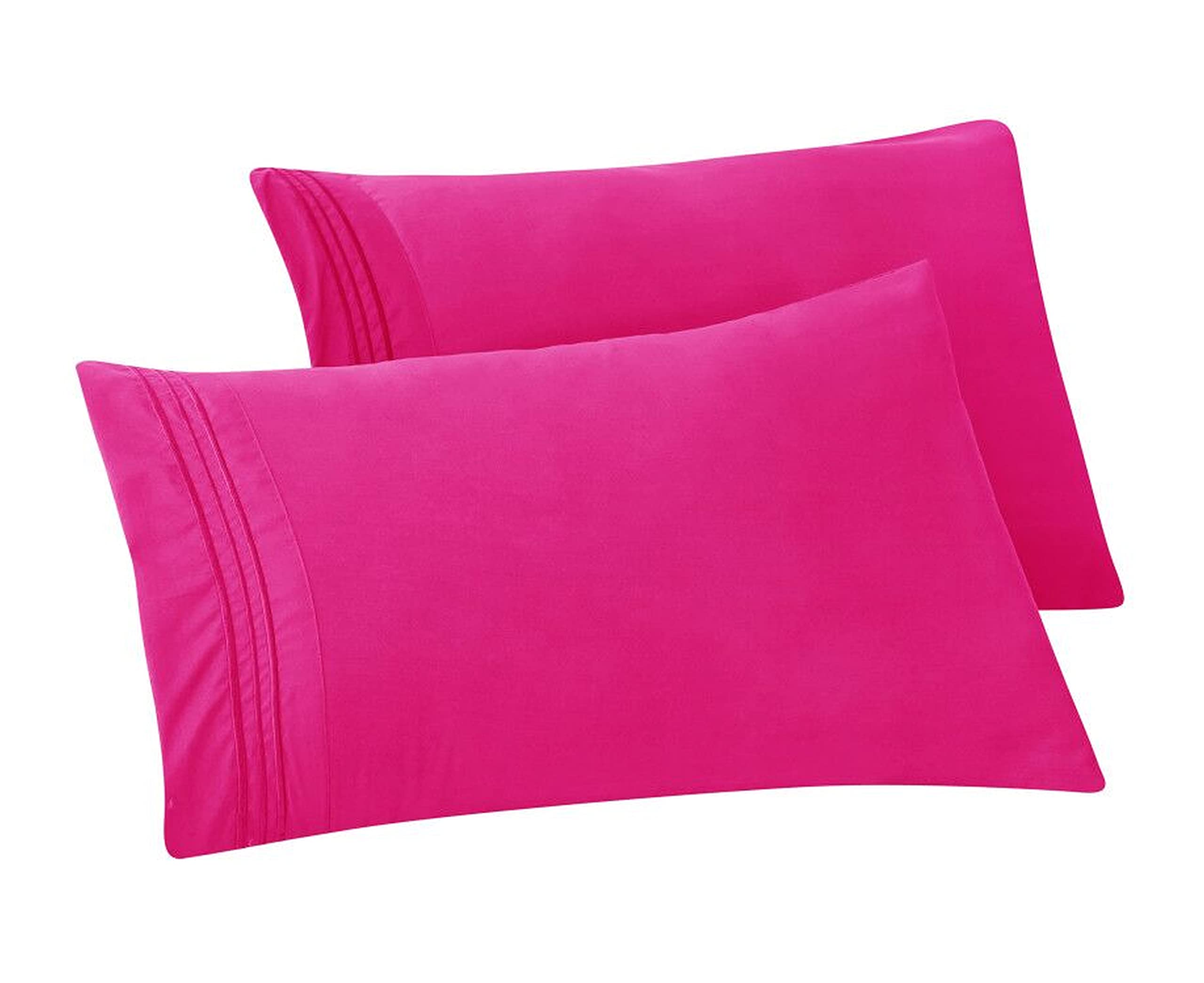 Elegant Comfort Solid Pillowcases 1500 Thread Count Egyptian Quality - Easy Care, Smooth Weave, Wrinkle And Stain Resistant, Easy Slip-On, 2-Piece Set, King Pillowcase, Pink