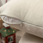 Miulee Christmas Velvet Pillow Cover Decorative Square Pillowcase Soft Solid Cushion Case For Sofa Bedroom Car 26 X 26 Inch Cream White