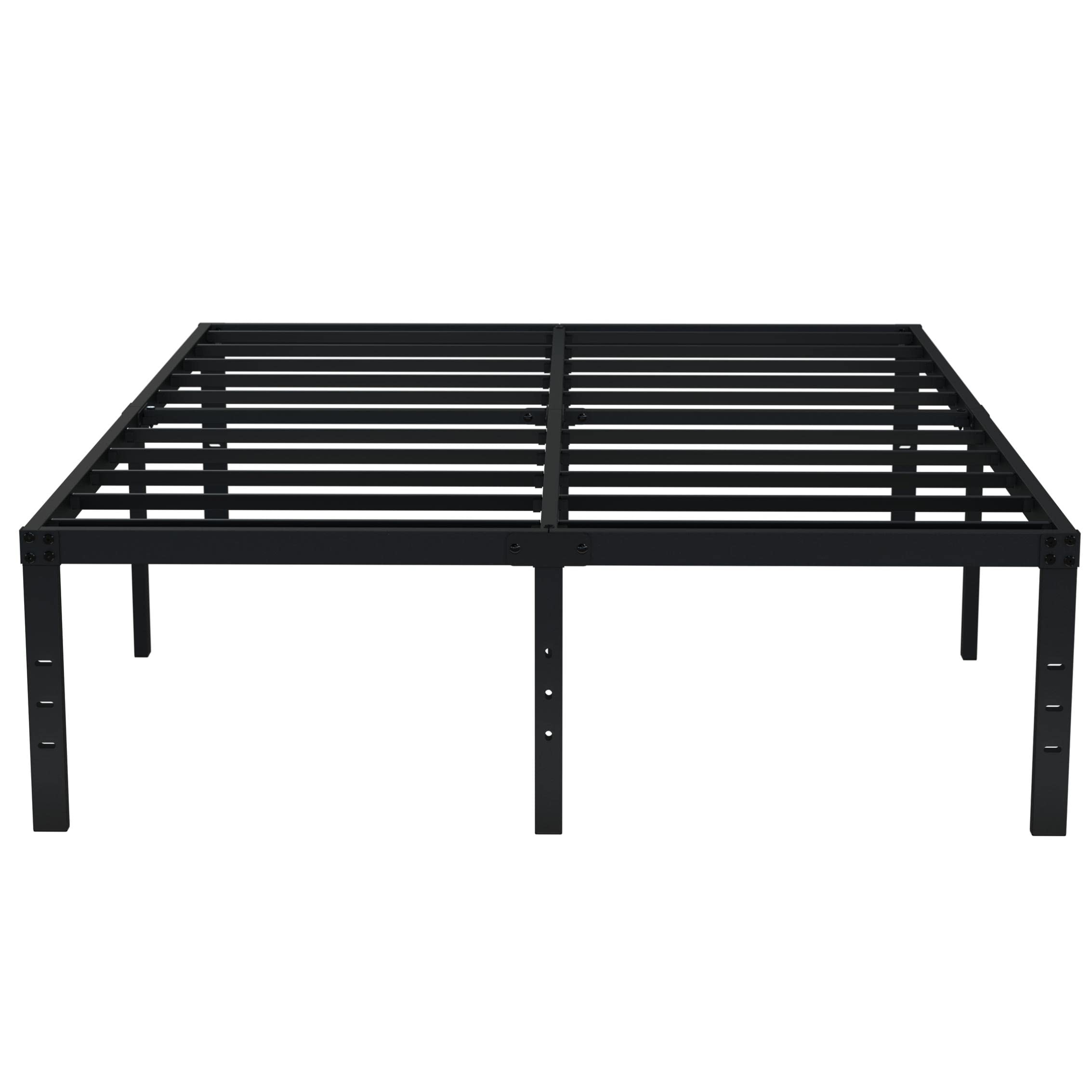 Emoda 18 Inch King Bed Frame No Box Spring Needed, Heavy Duty Tall Metal Platform With Large Storage Space, Noise Free, Easy Assembly, Black