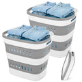 Collapsible Laundry Baskets 2 Pack, 40L Foldable Laundry Hamper with Handle