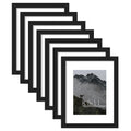 Picrit 8.5x11 Picture Frame Set of 7, Display 6x8 with Mat or 8.5x11 Without Mat, Photo Frames for Wall Mounting or Table Top Di