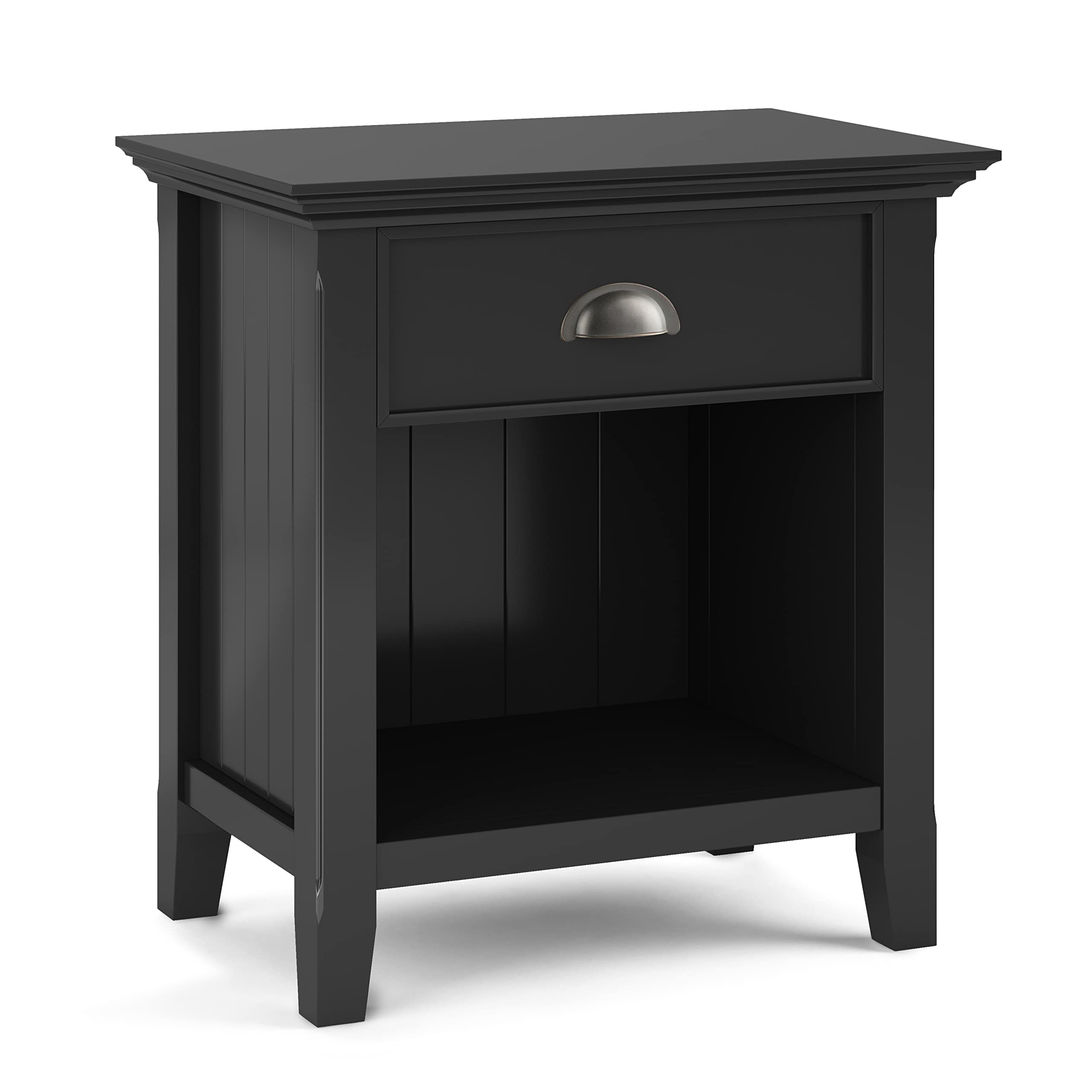 SIMPLIHOME Acadian SOLID WOOD 24 Inch Wide Rustic Bedside Nightstand Table in Black, For the Living Room and Bedroom