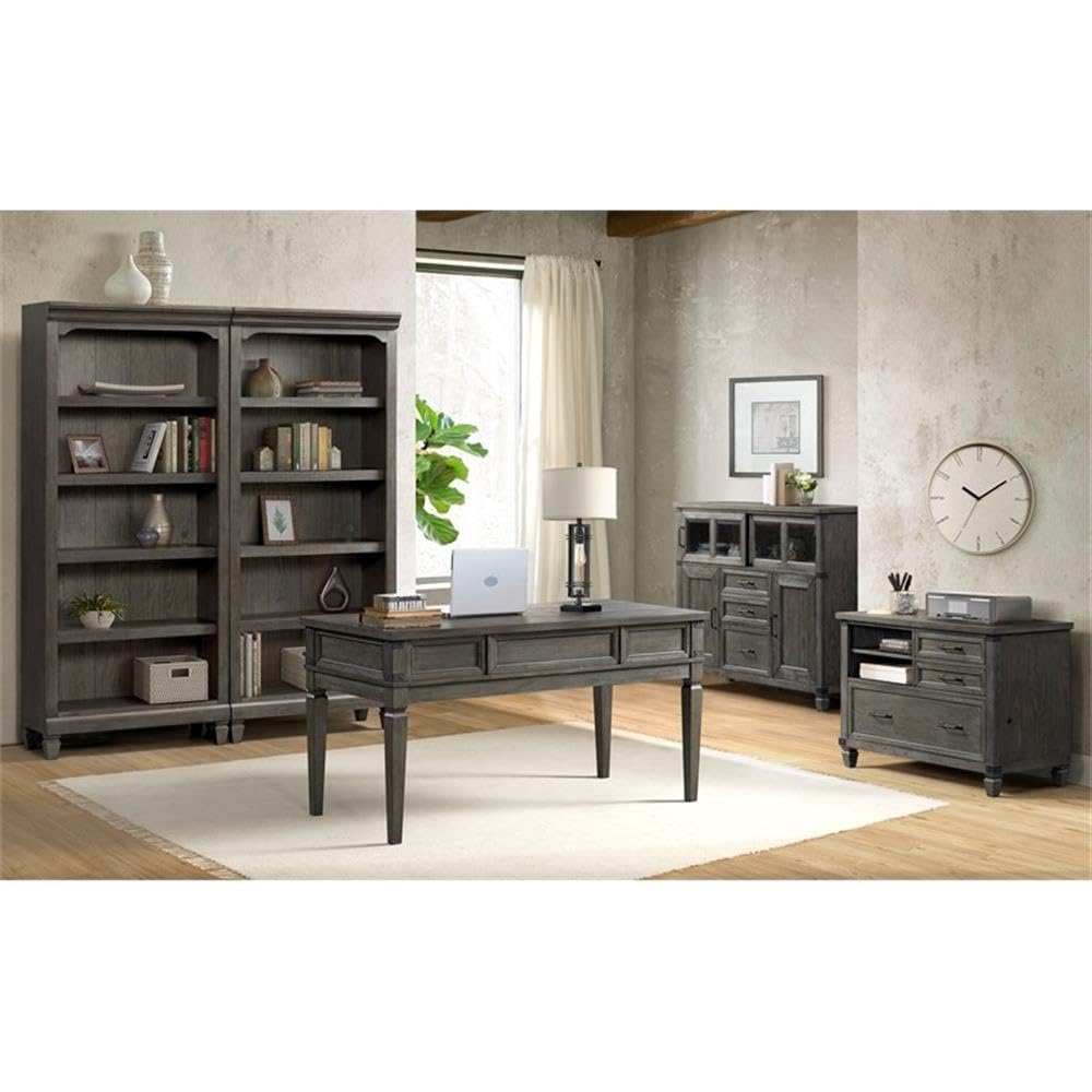 Intercon Foundry Home Office 76" Tall Bunching Bookcase, Brushed Pewter