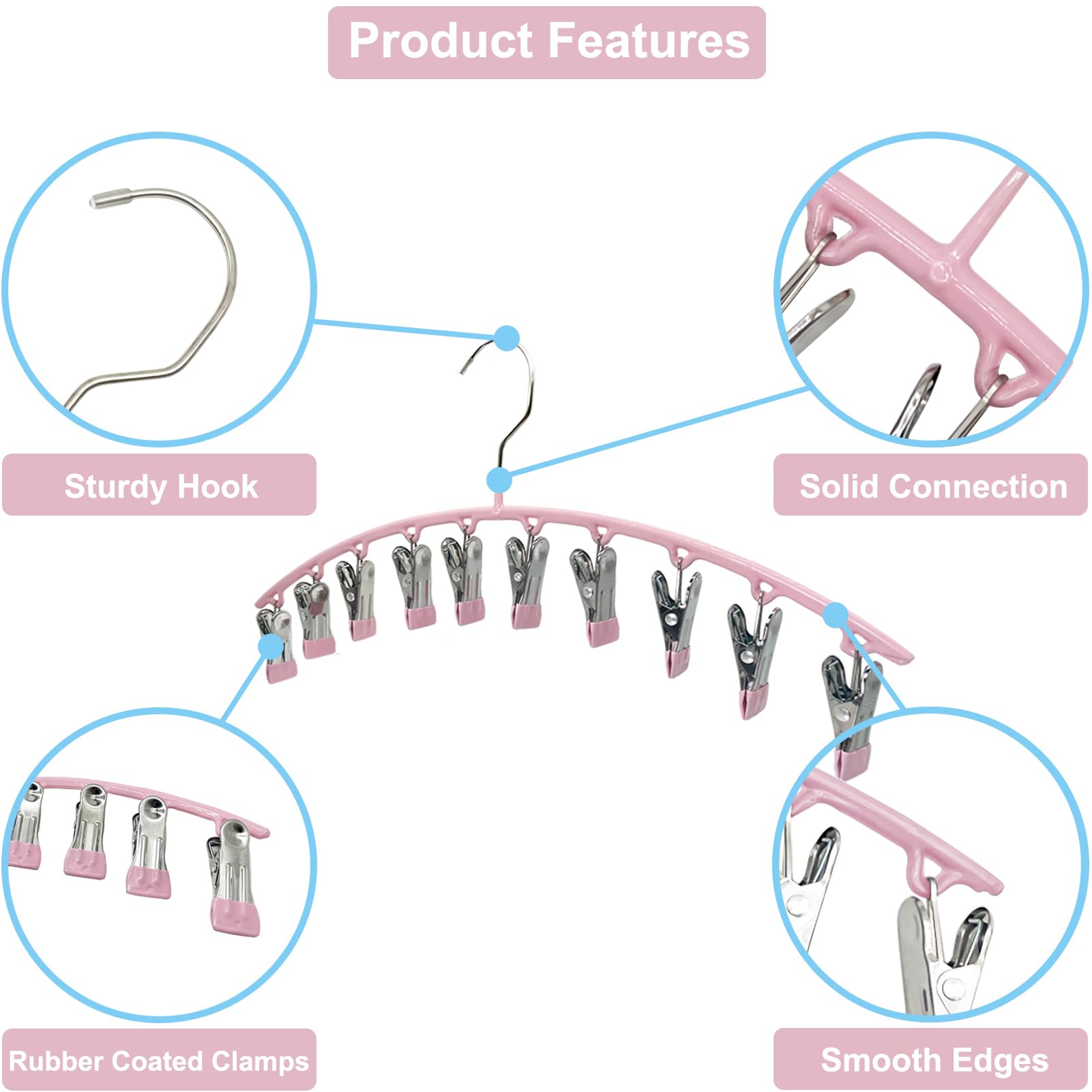 Legging Organizer Closet Organizers And Storage, Pants Hangers Space Saving With 10 Clips, 2 Pack Multi-Function Clothes Hangers