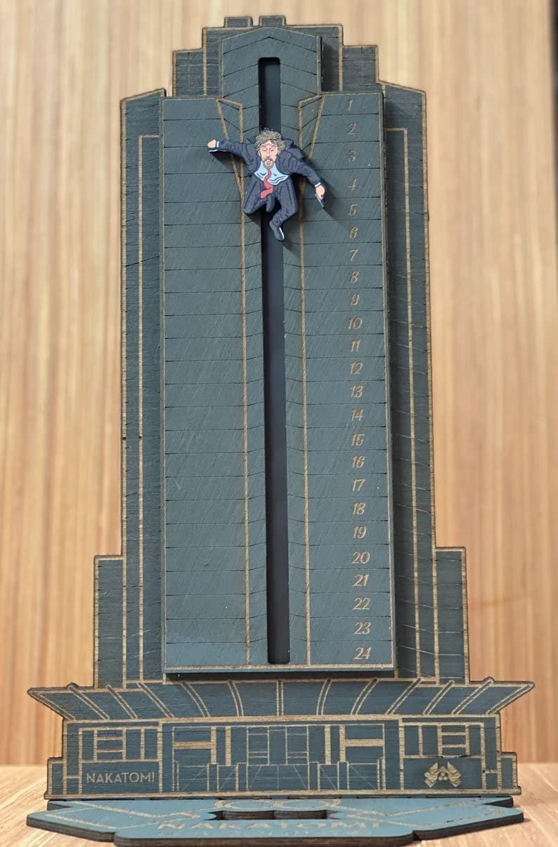 Deadly Wooden Advent Calendar For Christmas Countdown, Hans Gruber Dropped Nakatomi Plaza (Large)