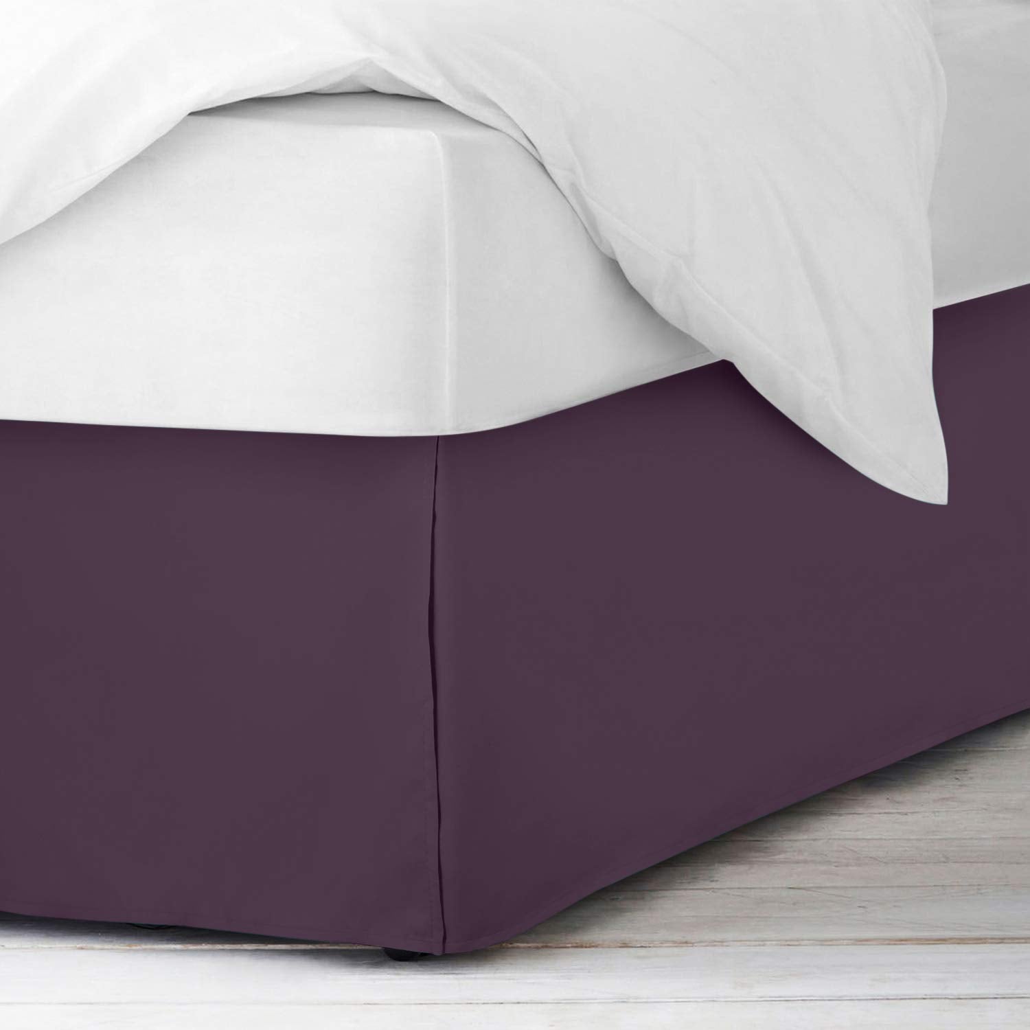 Nestl Dark Purple Twin Bed Skirt - Twin Size Bed Skirt 14 Inch Drop - Brushed Microfiber Bed Skirts - Hotel Quality Pleated Bed Skirt - Shrinkage & Fade Resistant