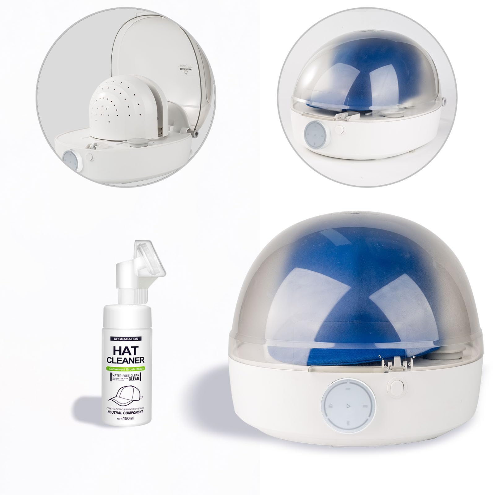 Automatic Cap Cleaner with steam and Dry,steam Cleaning&Ironing and Drying for Bucket hat Baseball Cap,hat Cleaner&Dryer for Tru