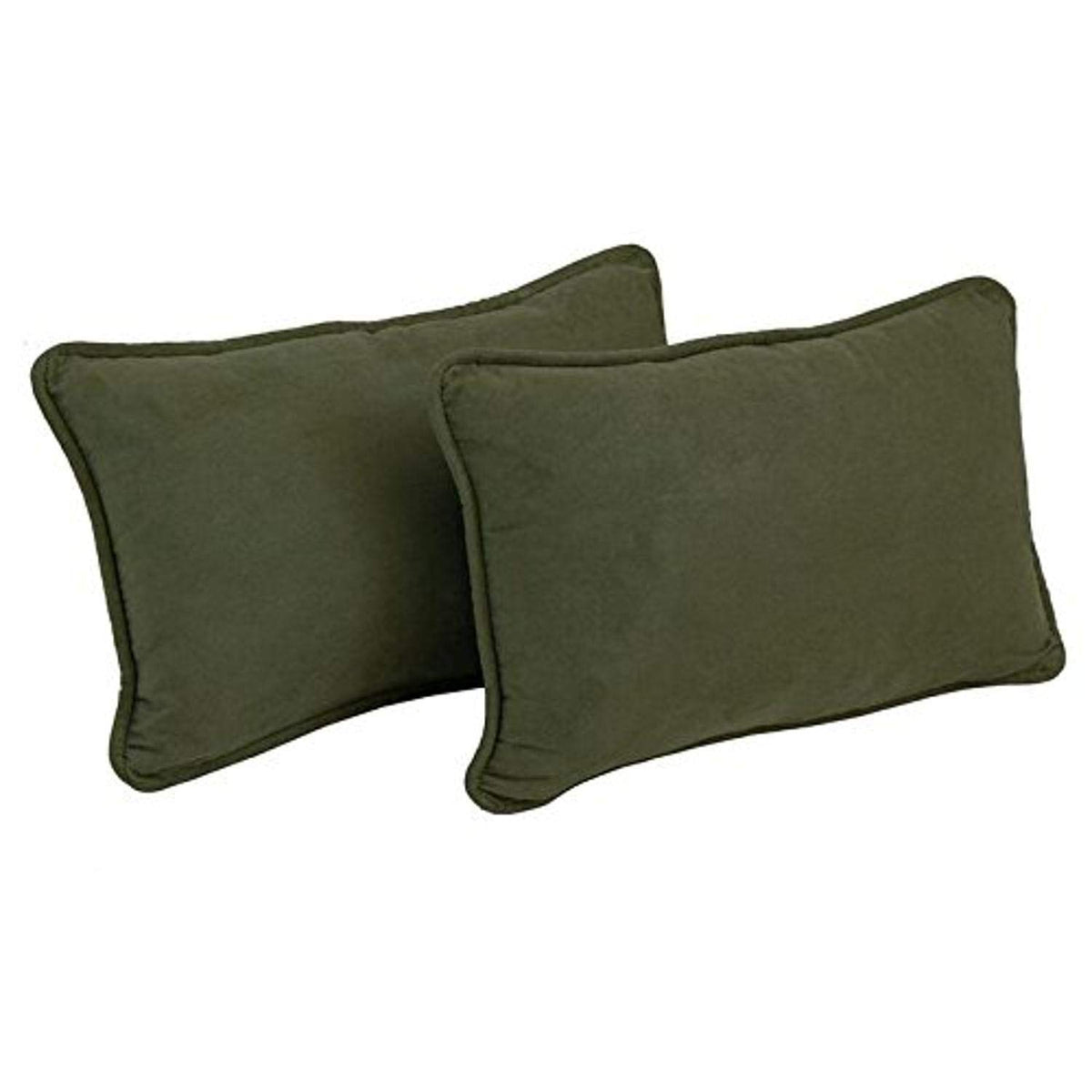 Blazing Needles Corded Solid Microsuede Rectangular Throw Pillows with Inserts (Set of 2), 20&quot; by 12&quot;, Hunter Green