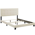 Modway Amira Tufted Fabric Upholstered Queen Bed Frame With Headboard In Beige