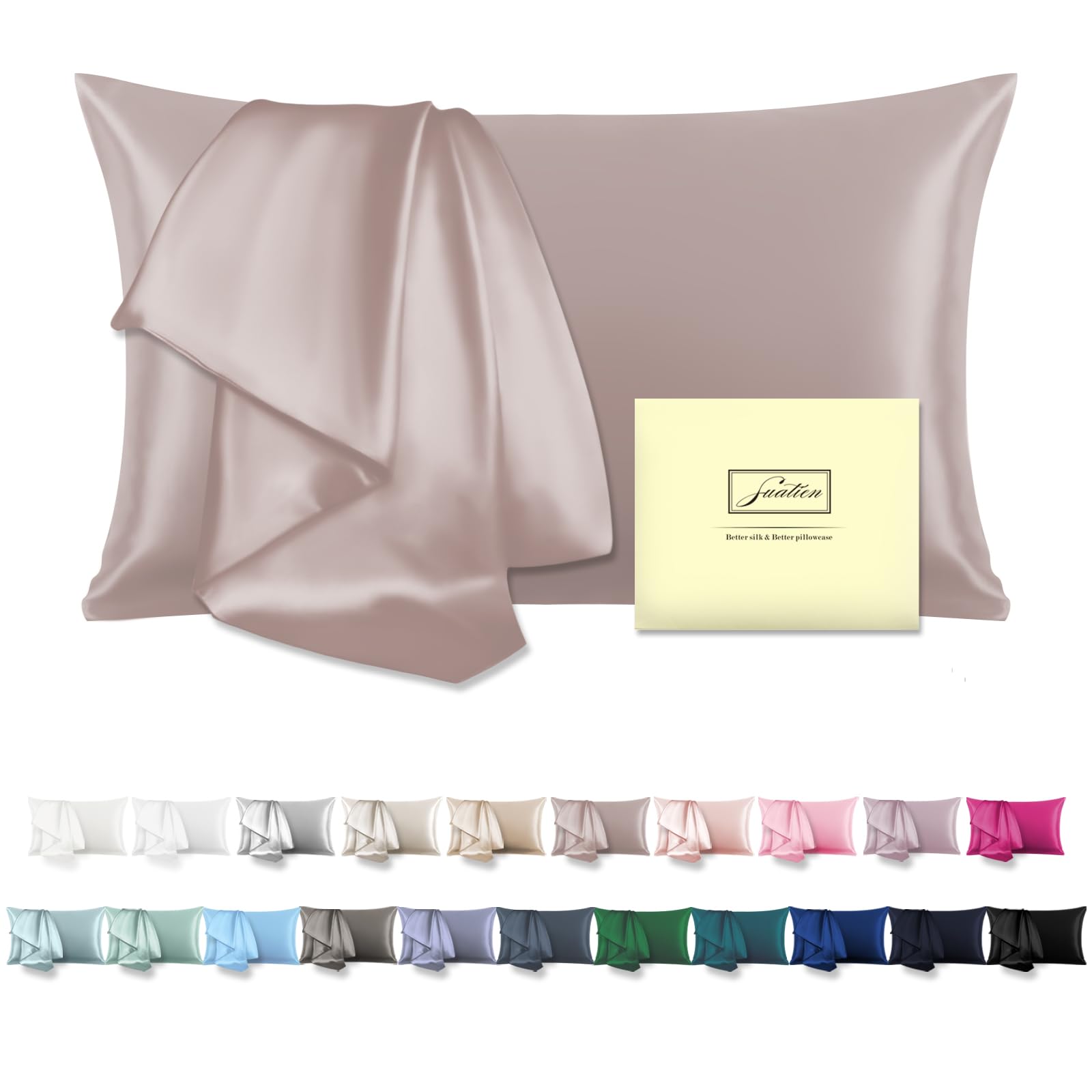 Mulberry Silk Pillowcase For Hair And Skin Standard Size 20'X 26' Pillow Case With Hidden Zipper Soft Breathable Smooth Coolin