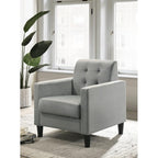 Lilola Home Hale Light Gray Velvet Accent Armchair with Tufting
