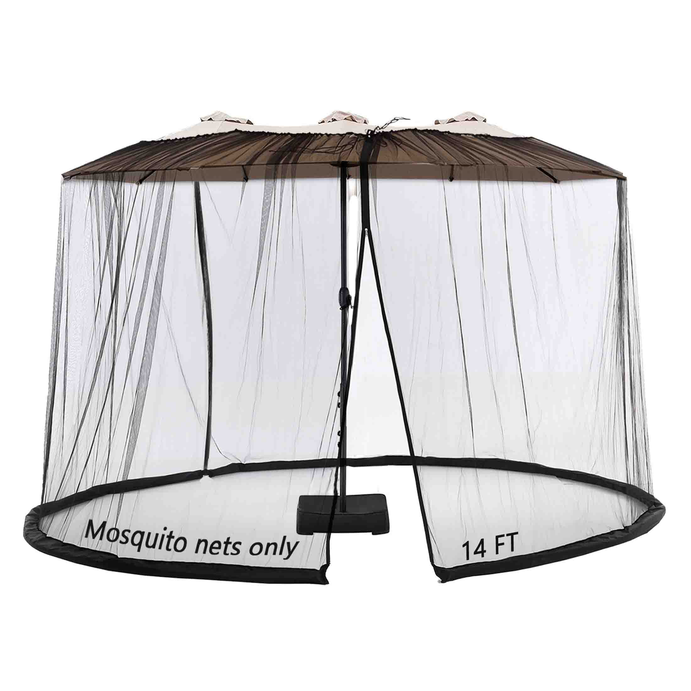 Tiimmgaal 14Ft Black Outdoor Umbrella Net, Suitable For Patio Gazebo And Double Sided Patio Umbrella, Tear-Resistant Mesh Fabric