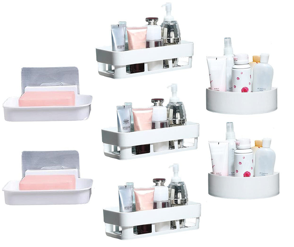 BEUMORO Elegant Design Plastic Bathroom Accessories PP Wall Hanging Storage Basket Kitchen Wall Hanging Storage Box (3 SHELVE +