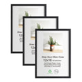 LYYYXGYP 12x16 Black Wood Picture Frame 3 Pack Wooden Photo Frame Natural Solid Wood Frame, Gallery Poster Frame with Plexiglass