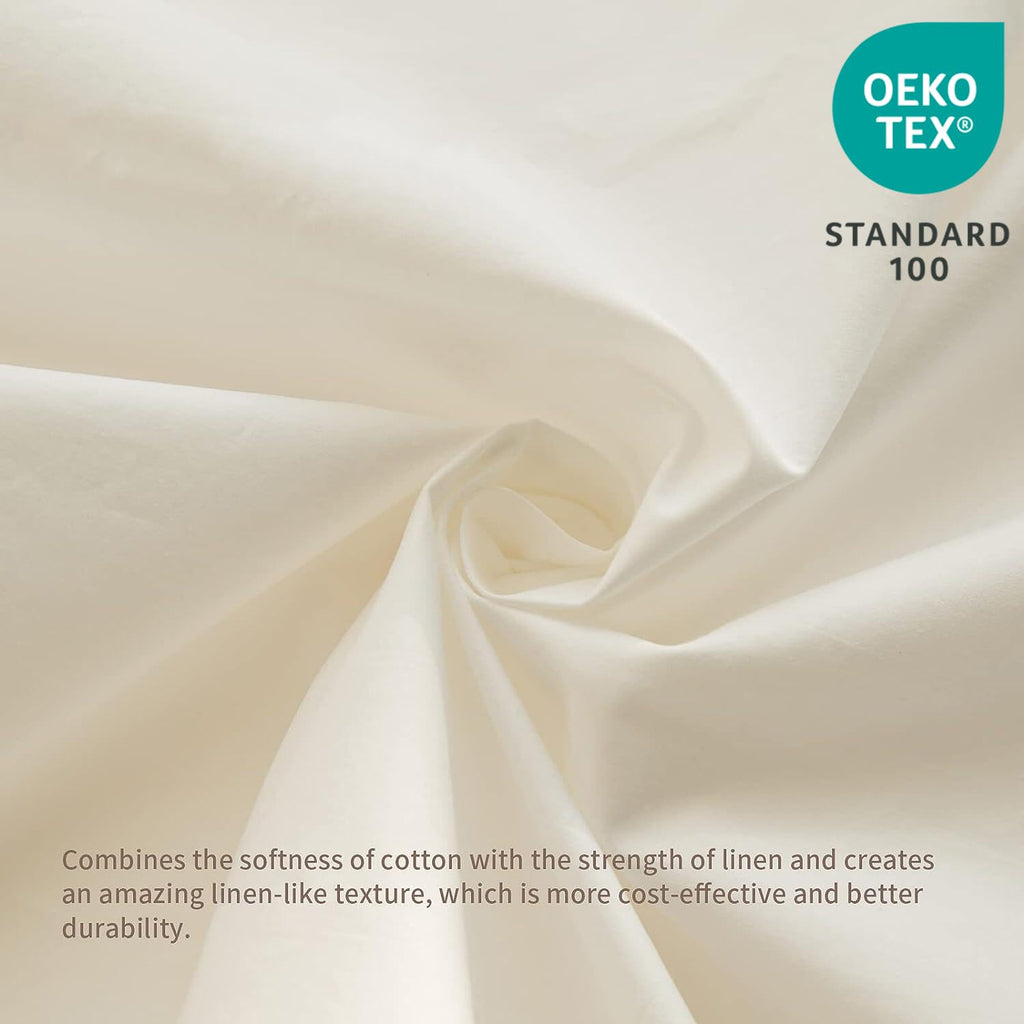 Biselina French Linen Bed Skirt With Pleated Frills 22-Inch Tailored Drop Natural Flax Cotton Blend Dust Ruffle Soft Cozy Farmho