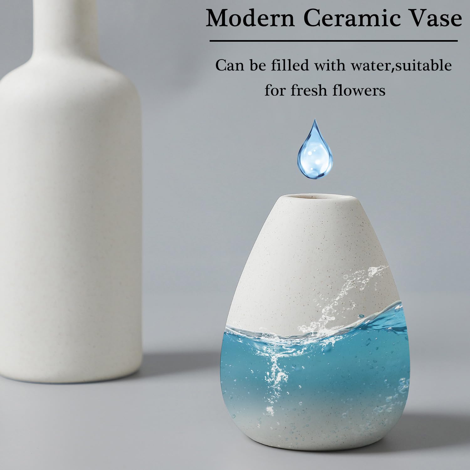 Cemabt White Ceramic Vase Set - 4 Small Vases For Flowers, Unique Flower Vases For Centerpieces, Decorative Modern Vases For Hom