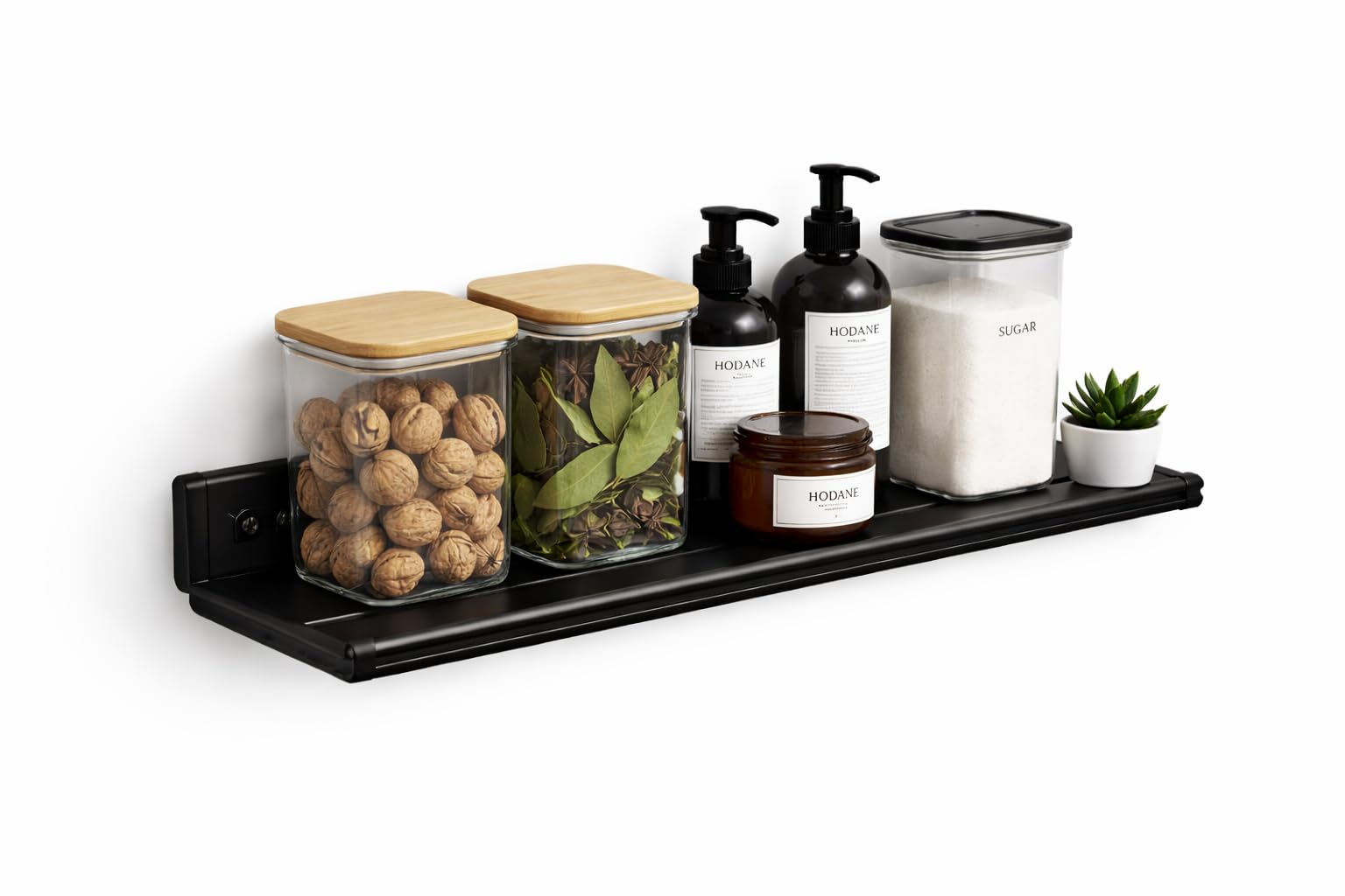 Pillu Almunium Wall Mounted Metal Shelf, Modern Floating Storage Rack For Bathroom, Kitchen, And Living Room (Matt Black, 12 In)
