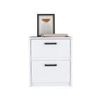 Nightstand 18" H, 2 Drawers with Metal Handles, White