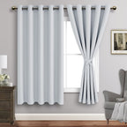 Jiuzhen Greyish White Blackout Curtains With Tiebacks Thermal Insulated, Light Blocking And Noise Reducing Grommet Curtains For And Living Room, Set Of 2 Window Curtain Panels, 60 X 63 Inch Length