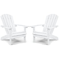 Adirondack Chairs Set Of 2 Plastic Weather Resistant, Outdoor Chairs 5 Steps Easy Installation, Like Real Wood, Widely Used In Outdoor, Patio, Lawn, Fire Pit, Deck, Outside, Garden Chairs (White)