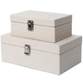 DECOR4SEASON Faux Leather Decorative Jewelry Storage Organizer Boxes Set of 2, Apricot White