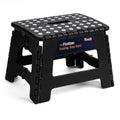 Flottian 9' Folding Step Stool For Adults And Kids Holds Up To 300 Lbs,Non-Slip Folding Stools With Portable Handle, Compact Plastic Foldable Step Stool For Bathroom,Bedroom, Kitchen Black