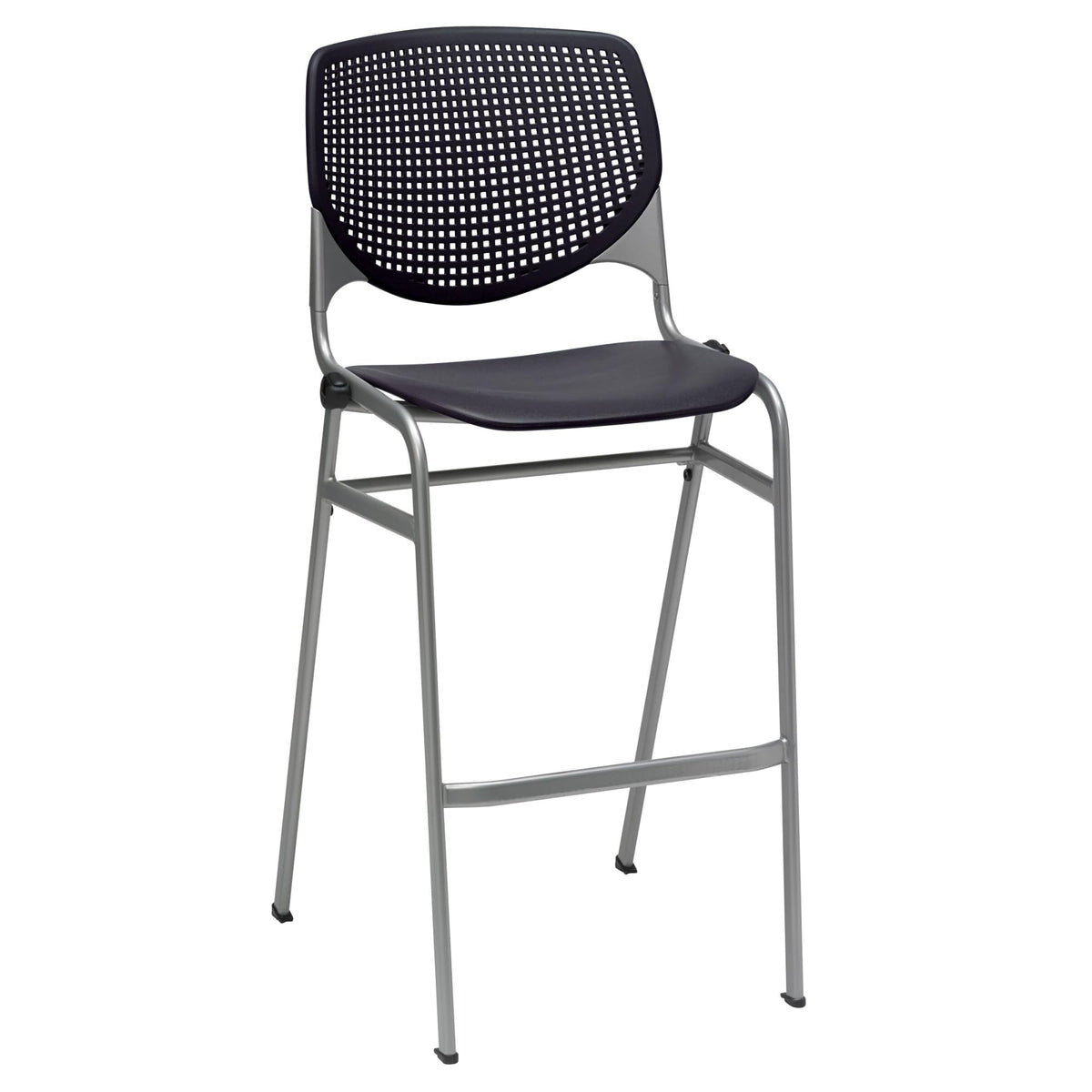 Kfi Seating Kool Series Polypropylene Bar Stool With Perforated Back, Black Finish