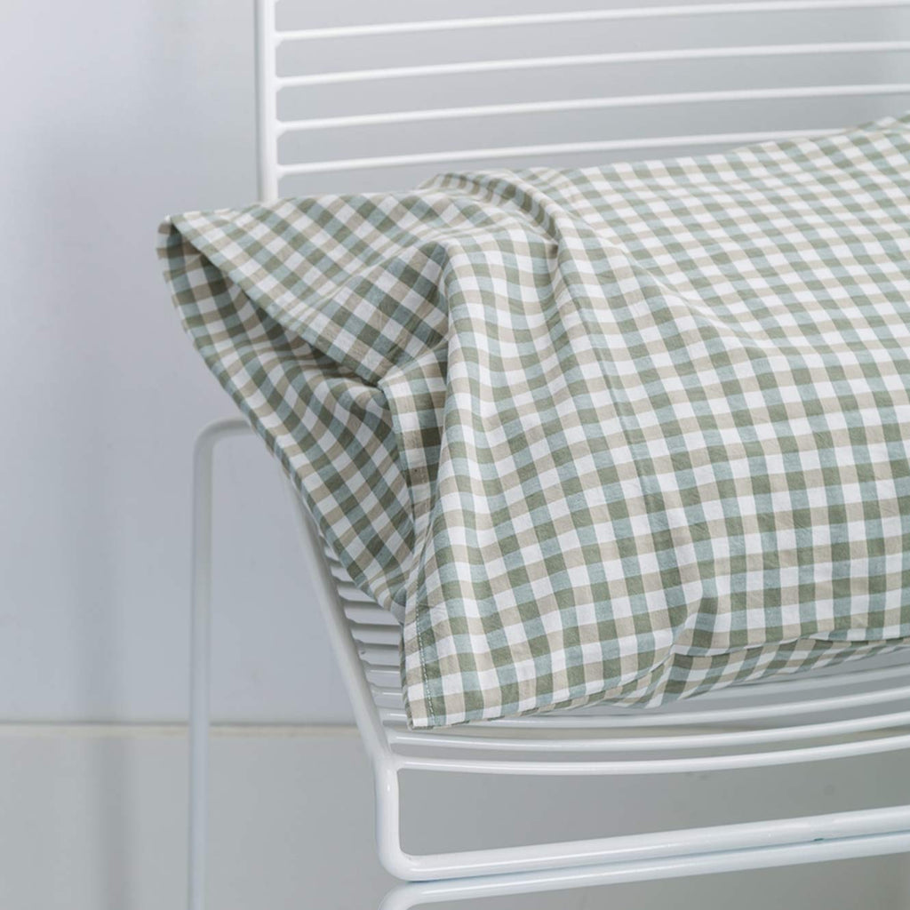 Susybao Green Gingham Duvet Cover King Size 100% Washed Cotton Grid Duvet Cover Set 3 Pieces 1 Green Plaid Duvet Cover With Zipp