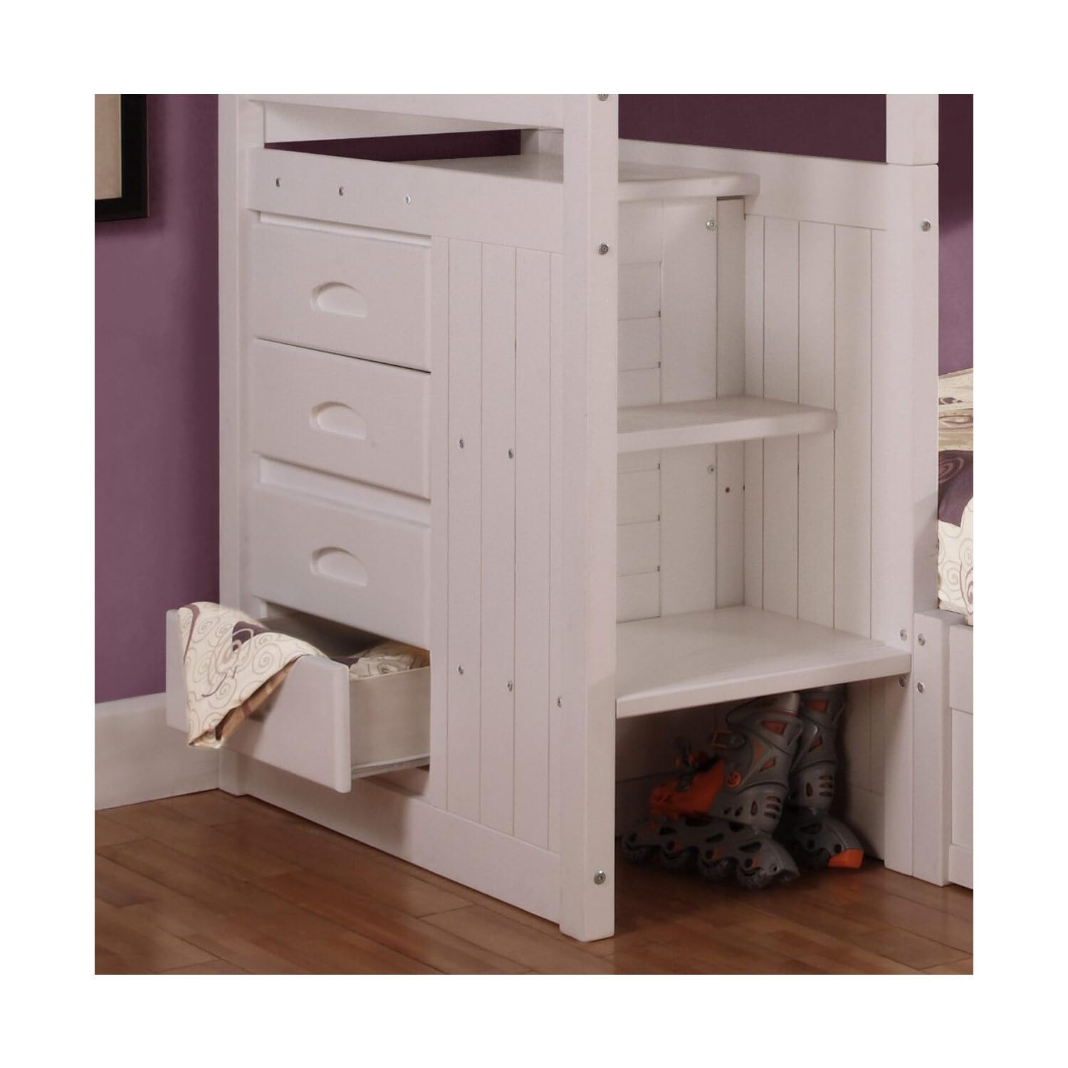 American Furniture Classics Twin Full Staircase Bunk Bed, White