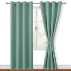 Hiasan Blackout Curtains For Bedroom, 52 X 84 Inches Long - Thermal Insulated & Light Blocking Window Curtains For Living Room, 2 Drape Panels Sewn With Tiebacks, Sage Green