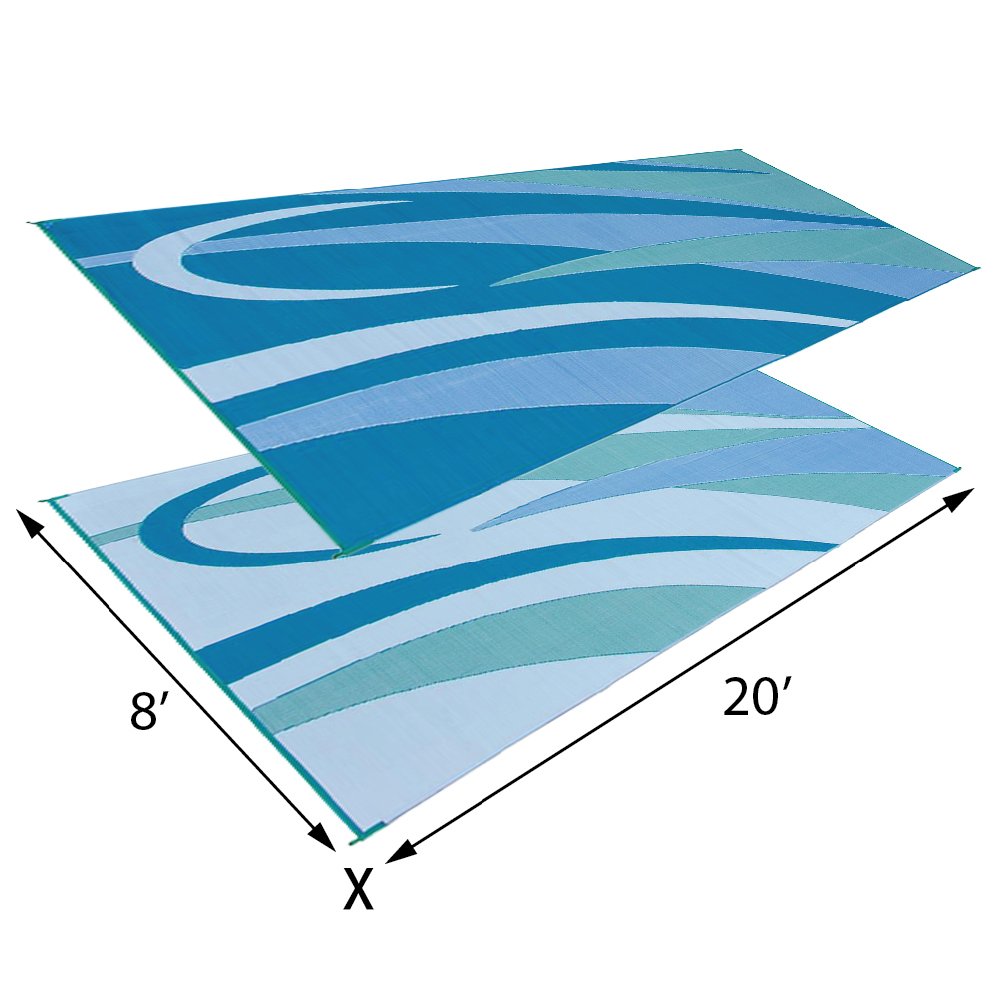 Ming'S Mark Gc3 Stylish Camping Reversible Graphic Patio Mat - 8' X 20', Blue/Green