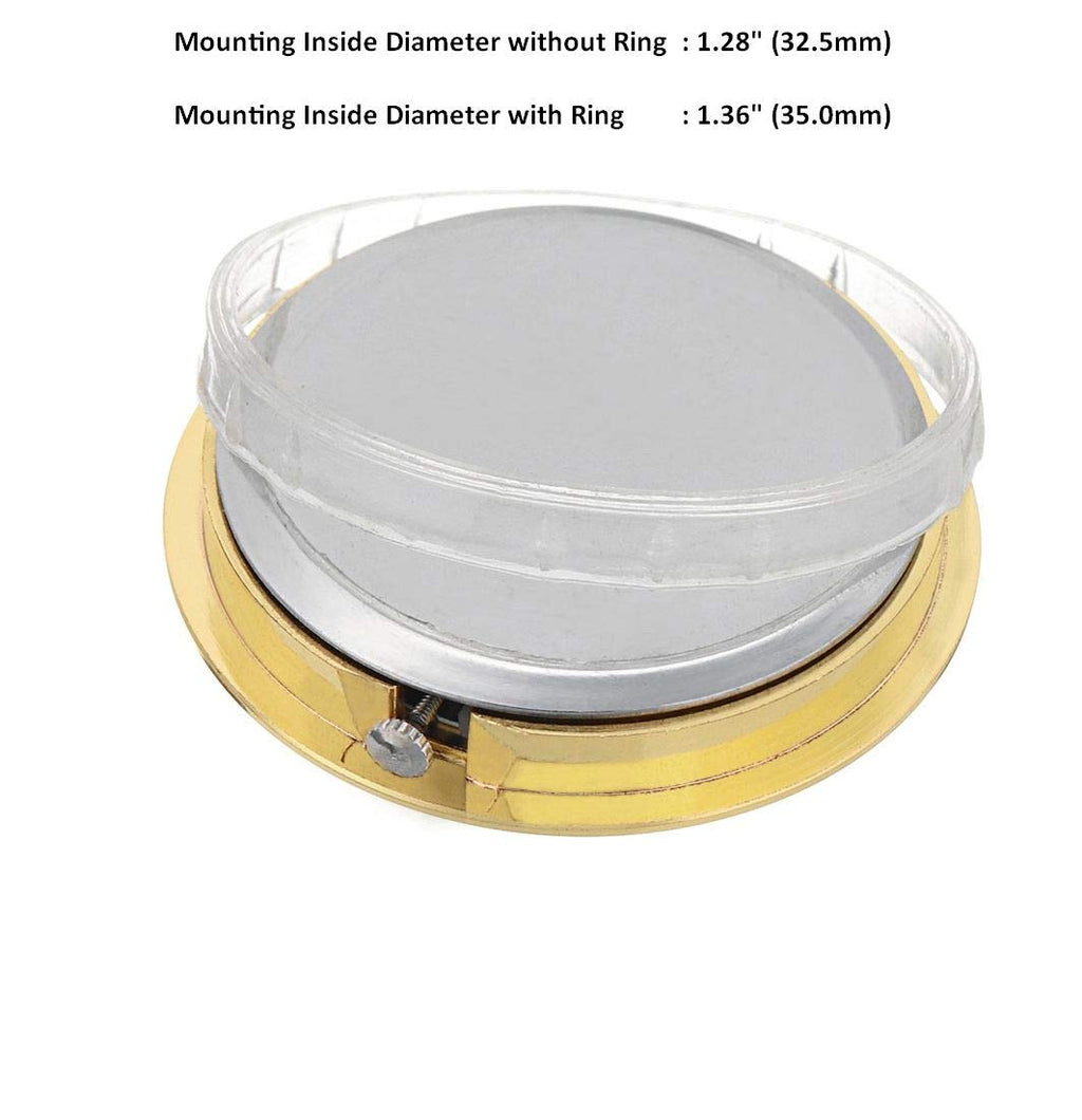Shoppewatch Mini Clock Insert Quartz Movement Round 1 7/16'' (35Mm) Miniature Clock Fit Up Gold Tone Dial And Bezel Roman Numera