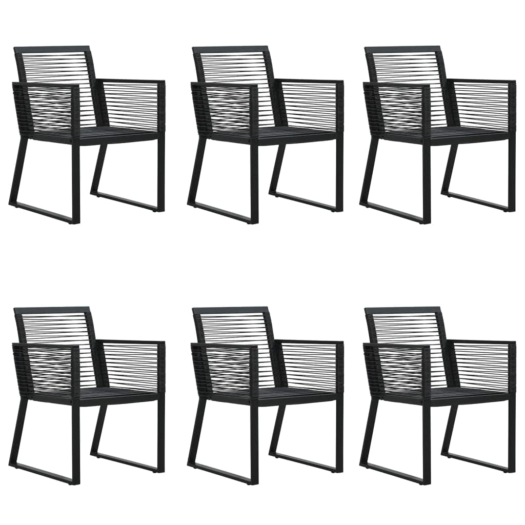 vidaXL Outdoor Patio Dining Set 7 Piece - Weather-Resistant PVC Rattan with Powder-Coated Steel Frames, Sleek Black Design, and Tempered Glass Tabletop