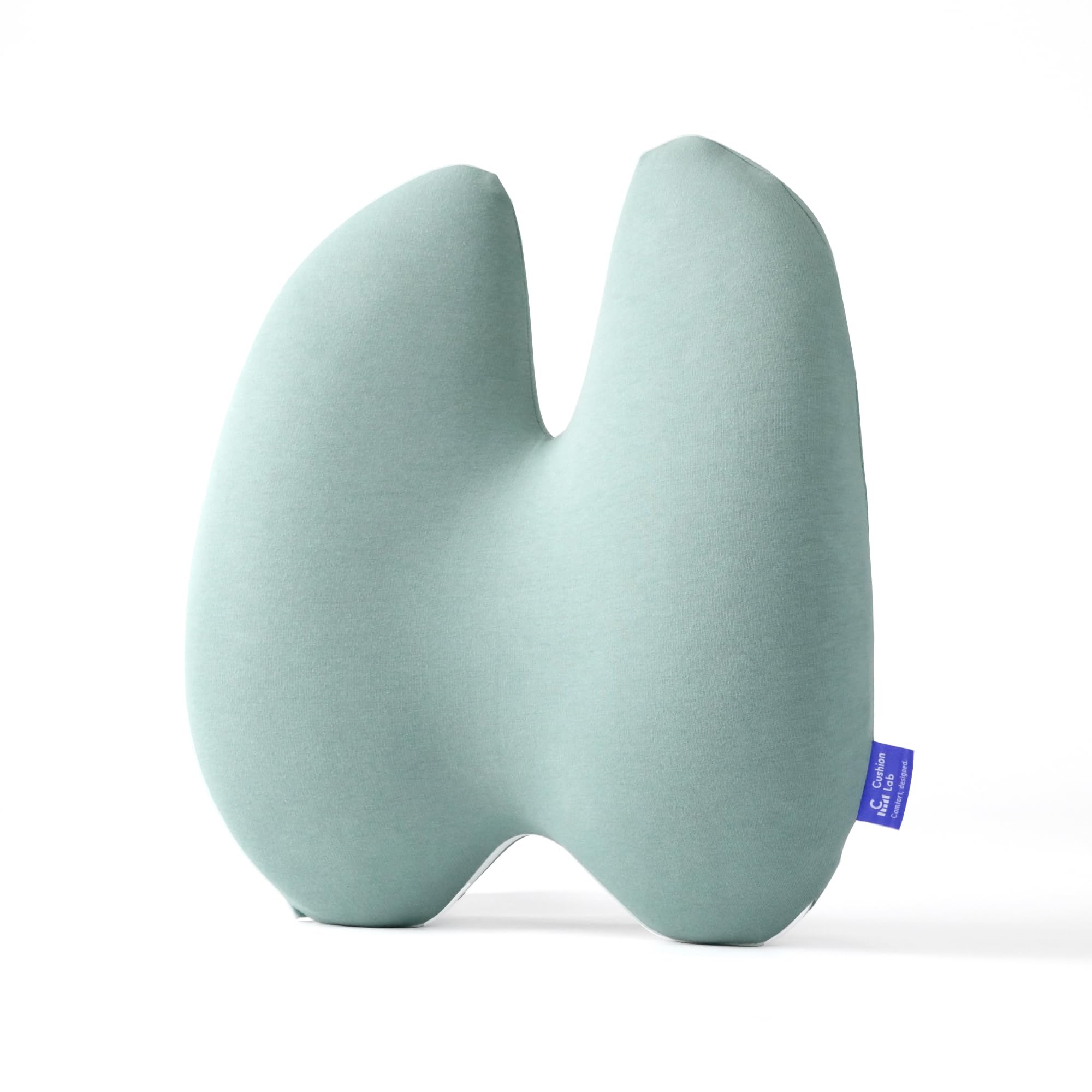 C Cushion Lab Extra Dense Lumbar Pillow - Patented Ergonomic Multi-Region Firm Back Support For Lower Back Pain Relief - Lumbar Support Cushion With Strap For Office Chair, Car, Sofa - Wellness Green