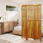 vidaXL 3-Panel Wood Room Divider, Solid Acacia, Folding and Freestanding, Natural Brown, Farmhouse Style, Functional for Bedroom or Living Room, 47.8"x0.8"x70.9", Weight 35.27 Pounds
