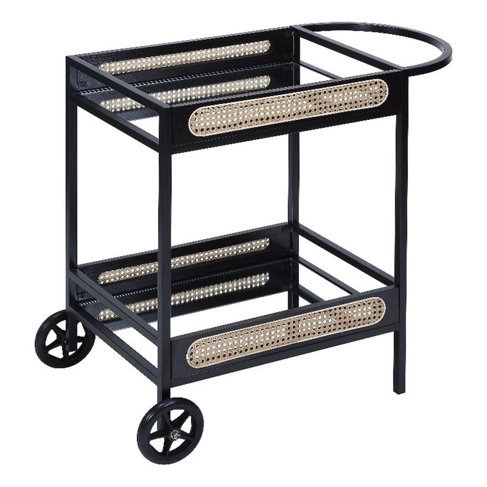 Acme Colson 2-Tier Mirrored Shelf Serving Cart with Casters in Black