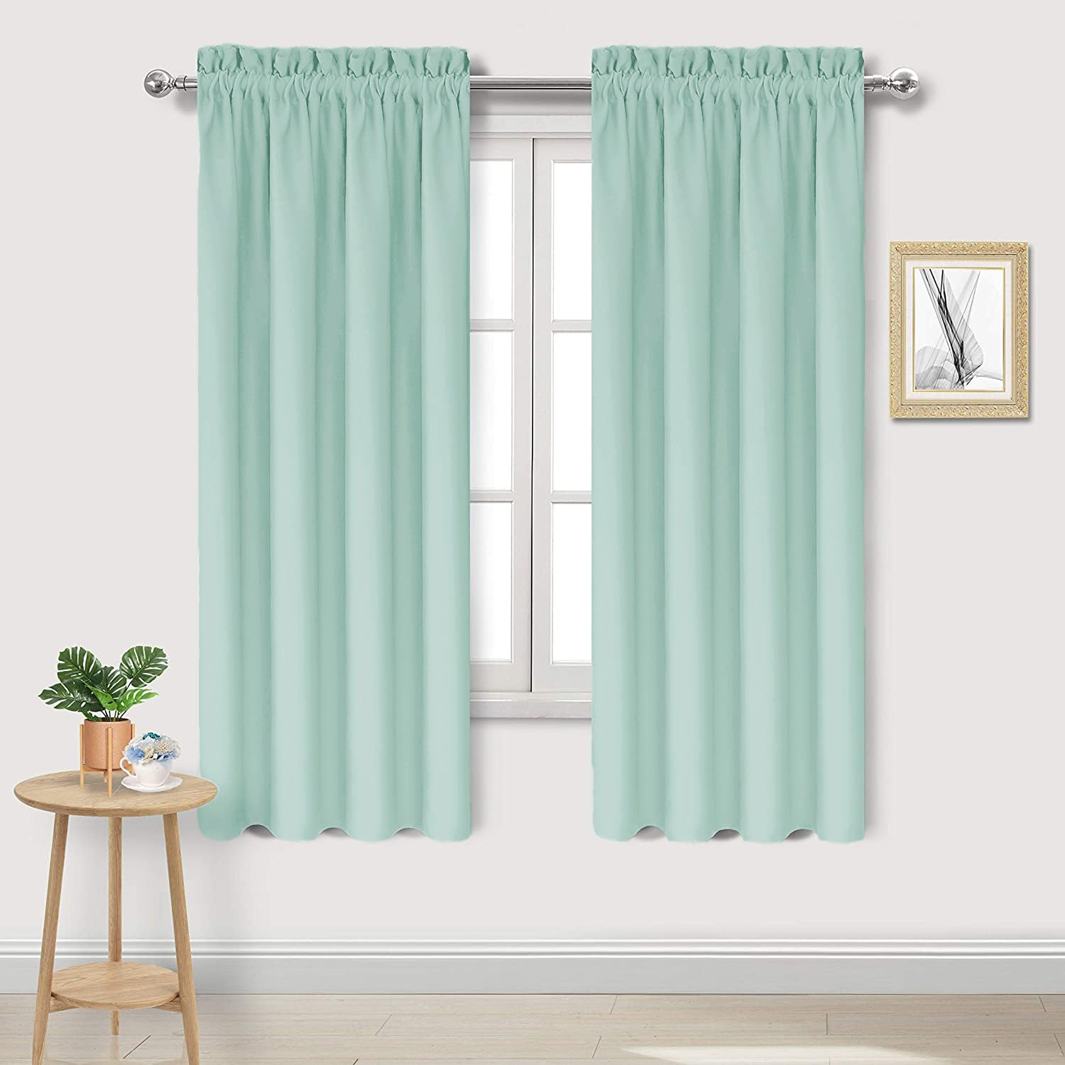 Dwcn Blackout Curtains For Living Room Thermal Insulated, Energy Saving & Noise Reducing Bedroom Curtains, Mint Green, W 42X L 6
