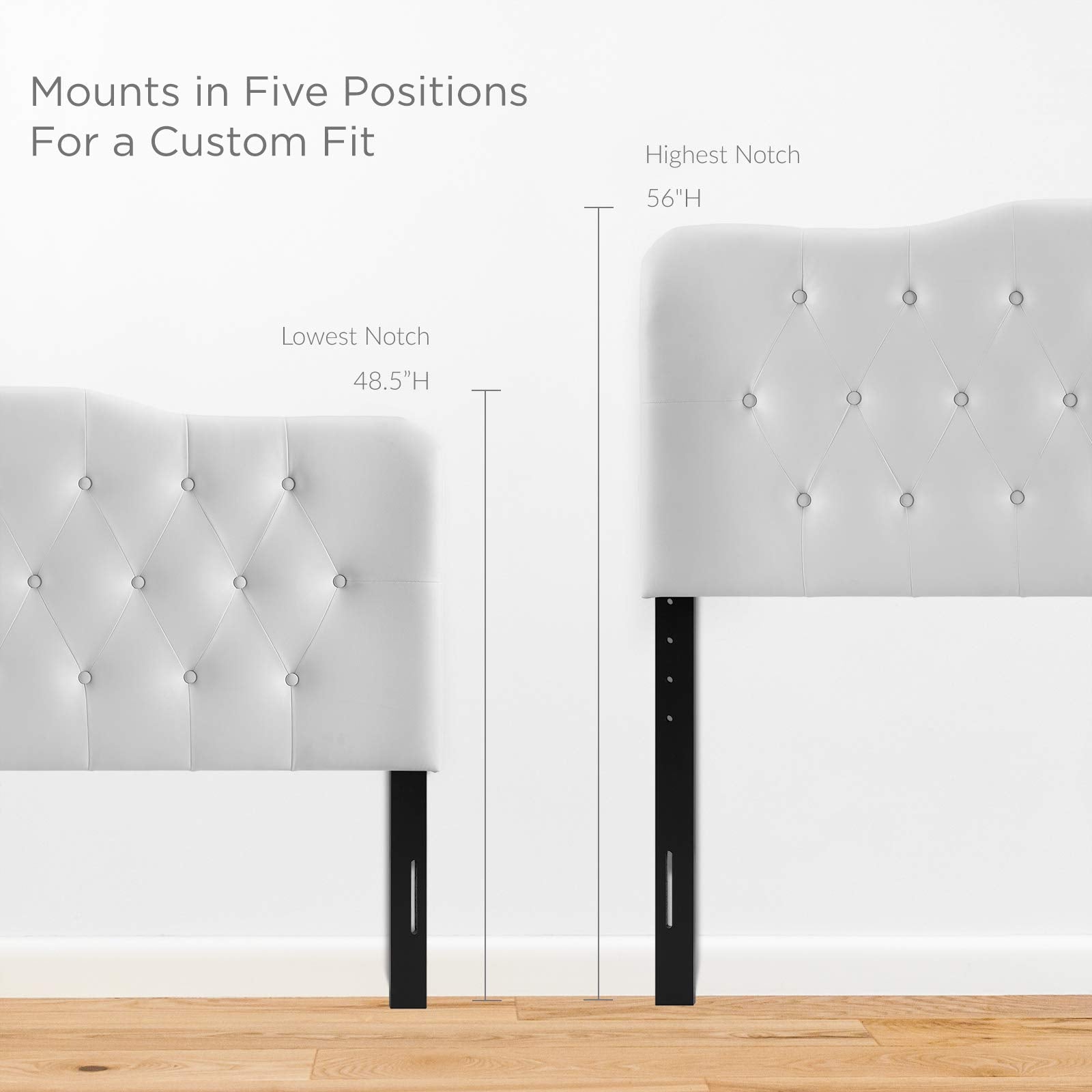 Modway Annabel Tufted Button Faux Leather Upholstered King Headboard in White