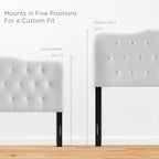 Modway Annabel Tufted Button Faux Leather Upholstered King Headboard in White