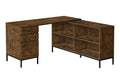 Monarch Specialties 7490 Computer Desk, Home Office, Corner, Storage Drawers, 60 Shape, Work, Laptop, Metal, Laminate, Brown, Bl