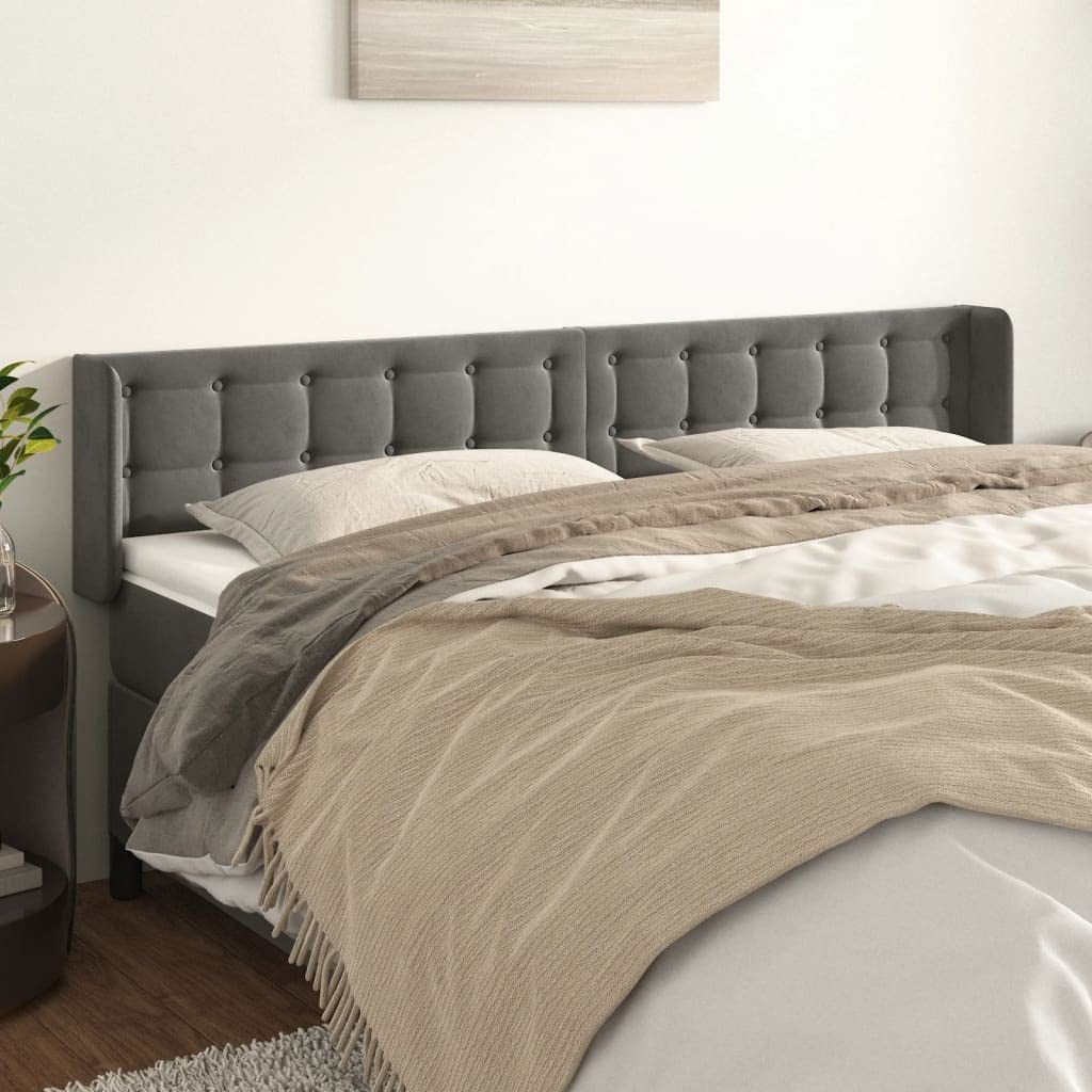 vidaXL Headboard, Upholstered Headboard for Bed Home, Bed Headboard with Ears, Bedroom Furniture, Dark Gray 79.9"x6.3"x30.7"/34.6" Velvet