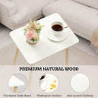 Foraofur White End Tables Set Of 2, Small Side Tables Accent Tables Living Room, Boho Side Table With Wooden Legs, Easy Assembly