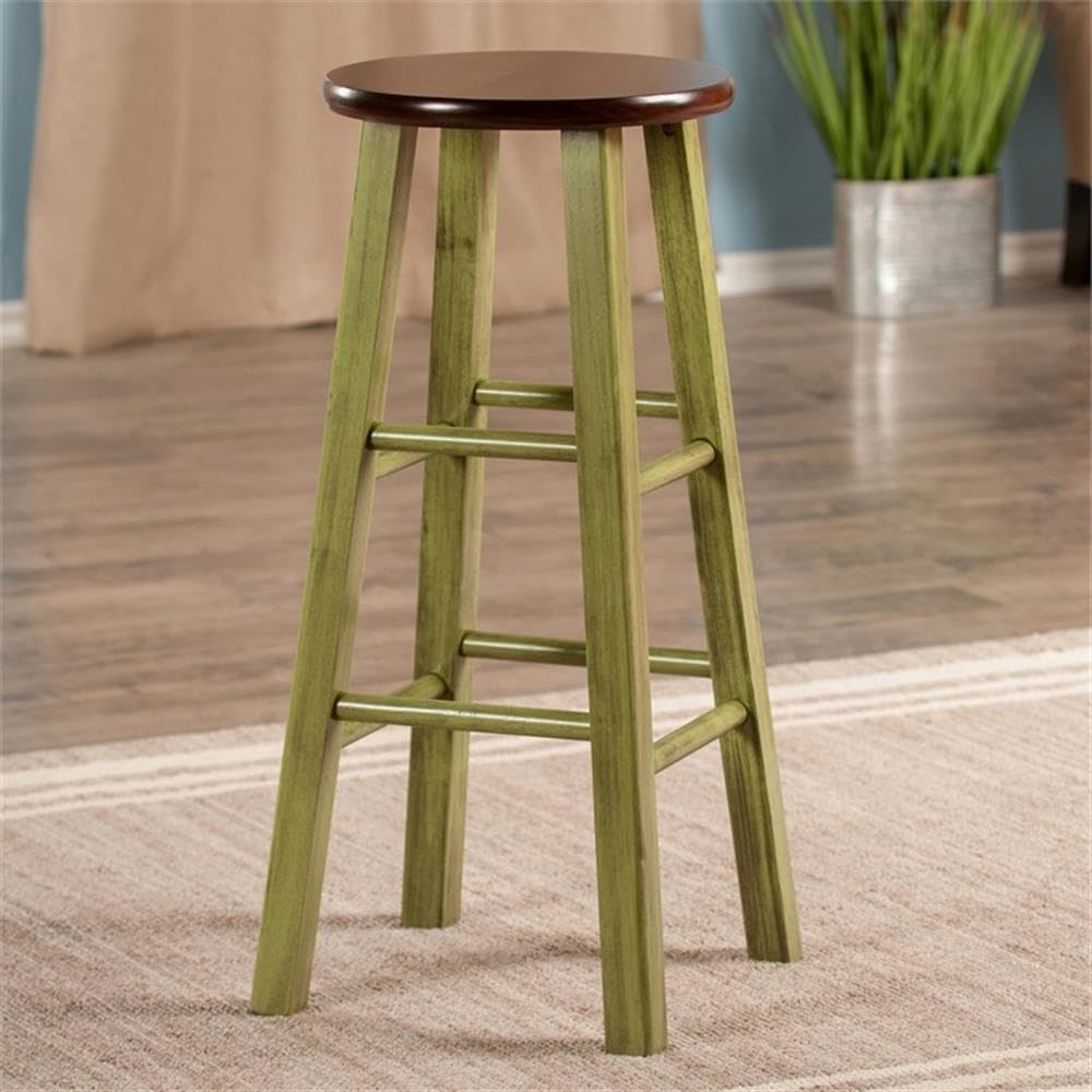 Winsome Wood Ivy Bar Stool, Rustic Green and Walnut, 29'