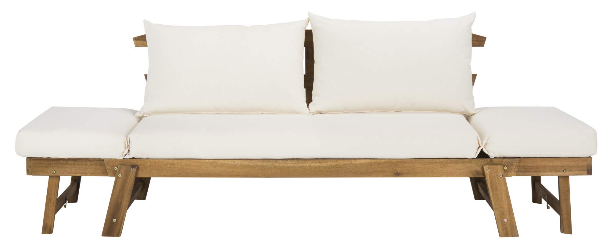 Safavieh PAT6745B Outdoor Collection Tandra Teak Modern Contemporary Daybed Day Bed, Natural/Beige