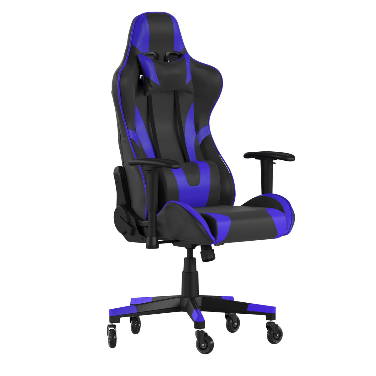 Flash Furniture X20 Gaming Chair Racing Office Computer Pc Adjustable Chair - Blue Leathersoft Upholstery - Reclining Back - Roller Wheels