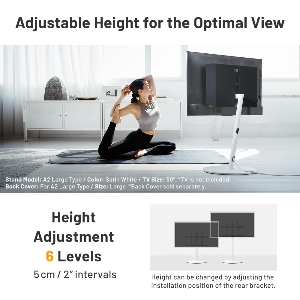 Wall A2 Large Type | Japanese Rolling Portable Free-Standing 45-80 Inch Universal Big Screen Tv Stand With Concealed Caster Wheels | Satin Black