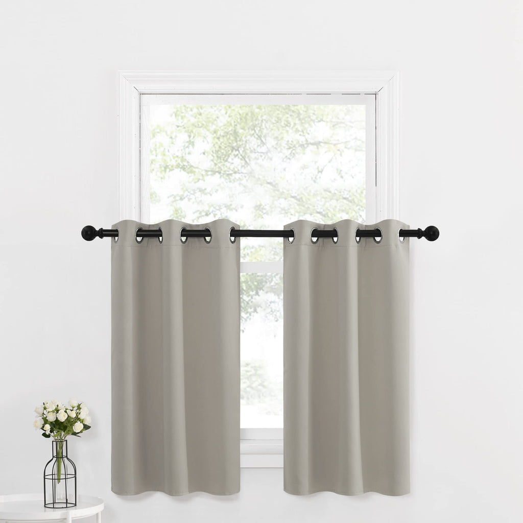 Nicetown Natural Tiers Valance Curtain For Kitchen, Blackout Short Curtains For Nursery/Bathroom, Farmhouse Country Grommet Valances For Windows, 2 Panels, 29' Wide X 36' Long